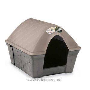 Niche Moyenne grise en plastique pour chiens -0