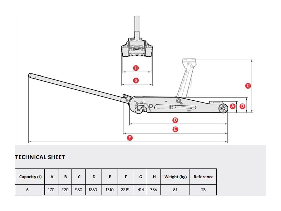 Cric hydraulique rouleur 6 tonnes - Mega-9843