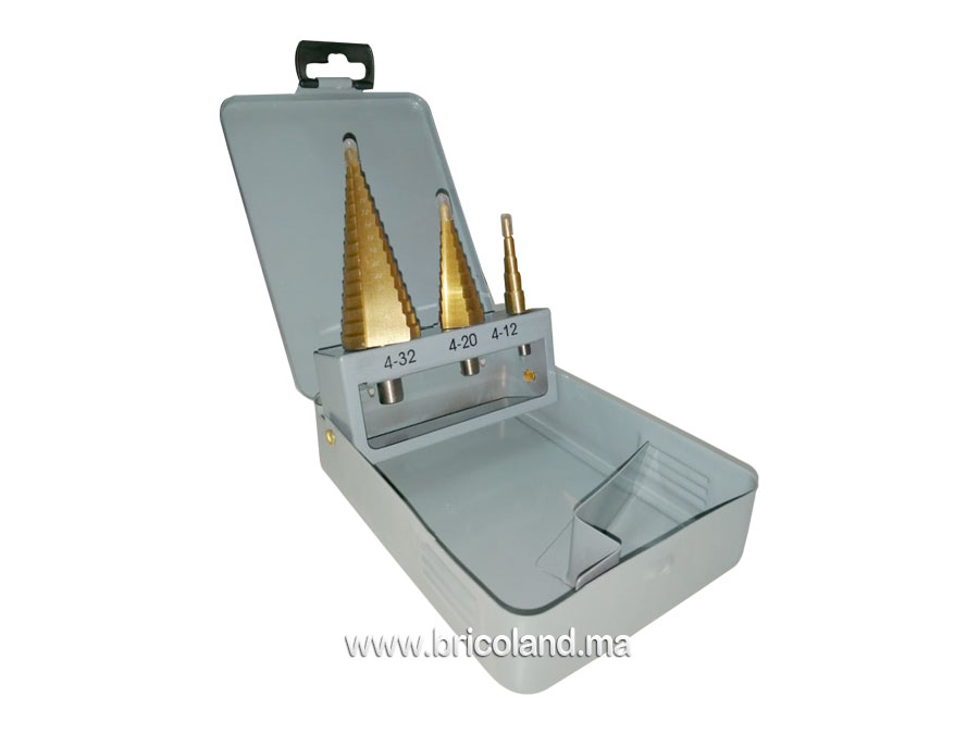 Boite de 3 forets conique étagé HSS 4-32mm-10234