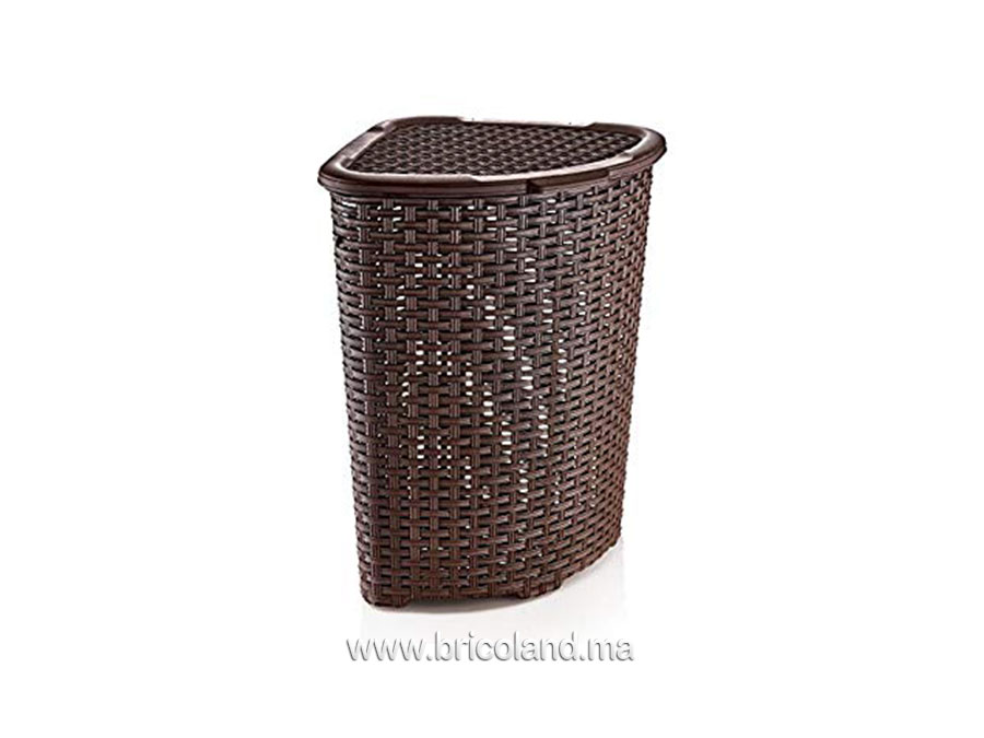 Panier à linge d'angle en plastique Rattan 52L-0