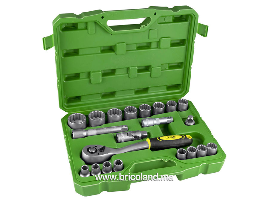 Coffret à douille 1/2" 21 pièces SPLINE - JBM-0