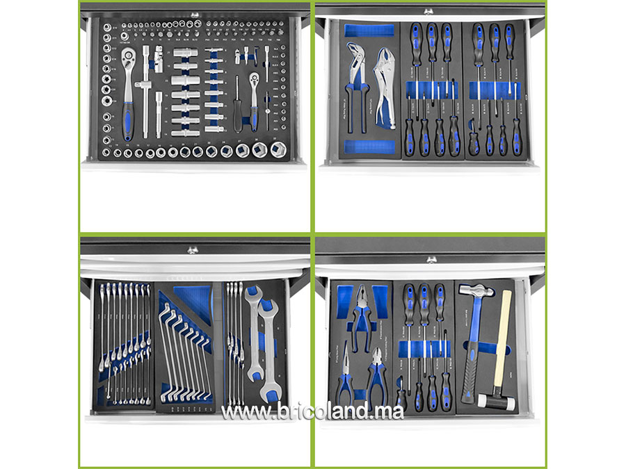 Servante d'atelier 6 tiroirs avec 169 outils - JBM-10953