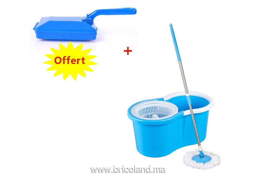 Balai vadrouille avec seau essoreur + Brosse à miettes offerte-0