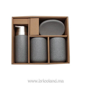 Accessoires salle de bain 4 pièces gris-0