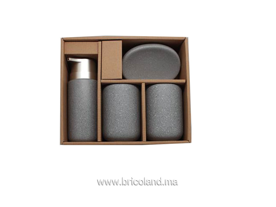 Accessoires salle de bain 4 pièces gris-0