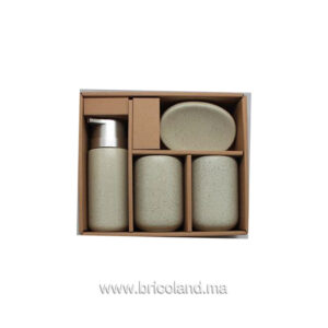 Accessoire salle de bain 4 pièces olive-0