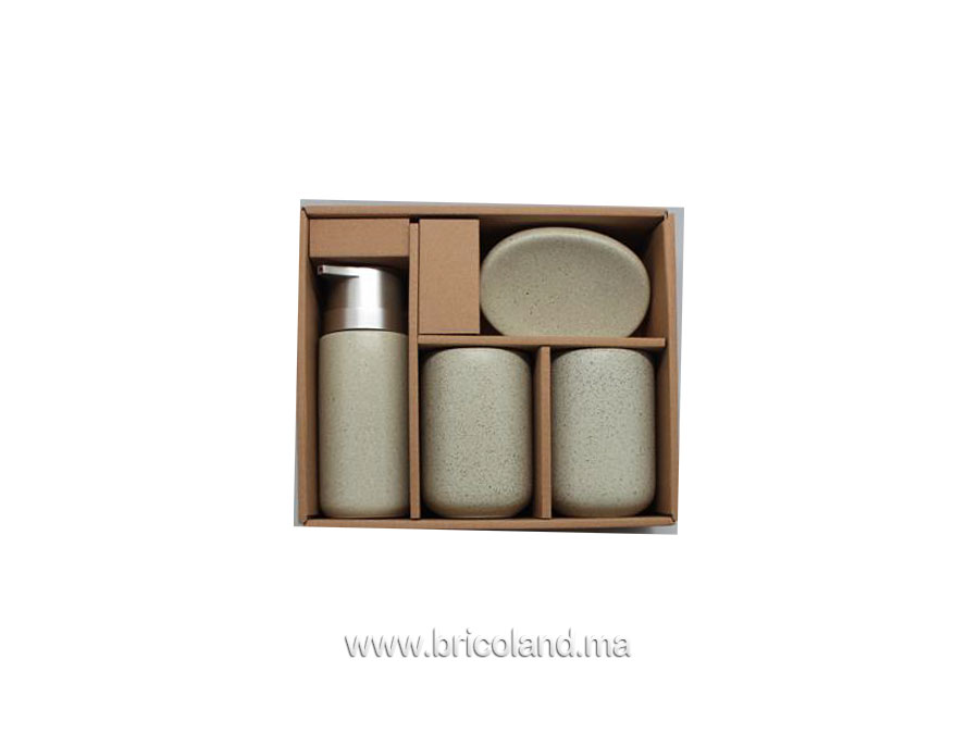 Accessoire salle de bain 4 pièces olive-0