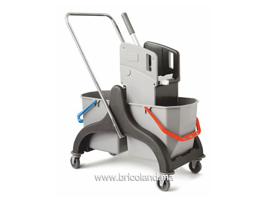 Chariot de ménage en plastique double seau-0