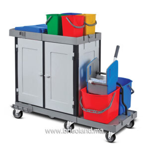 Chariot de ménage en plastique avec armoire et sac-0