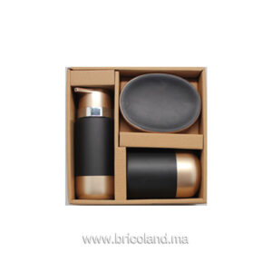Accessoires salle de bain 3 pièces bi-matériaux noir-0