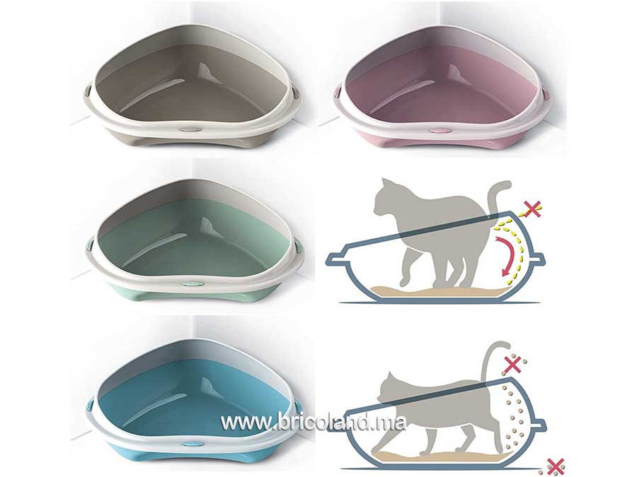 Bac à litière d'angle pour chat -11408