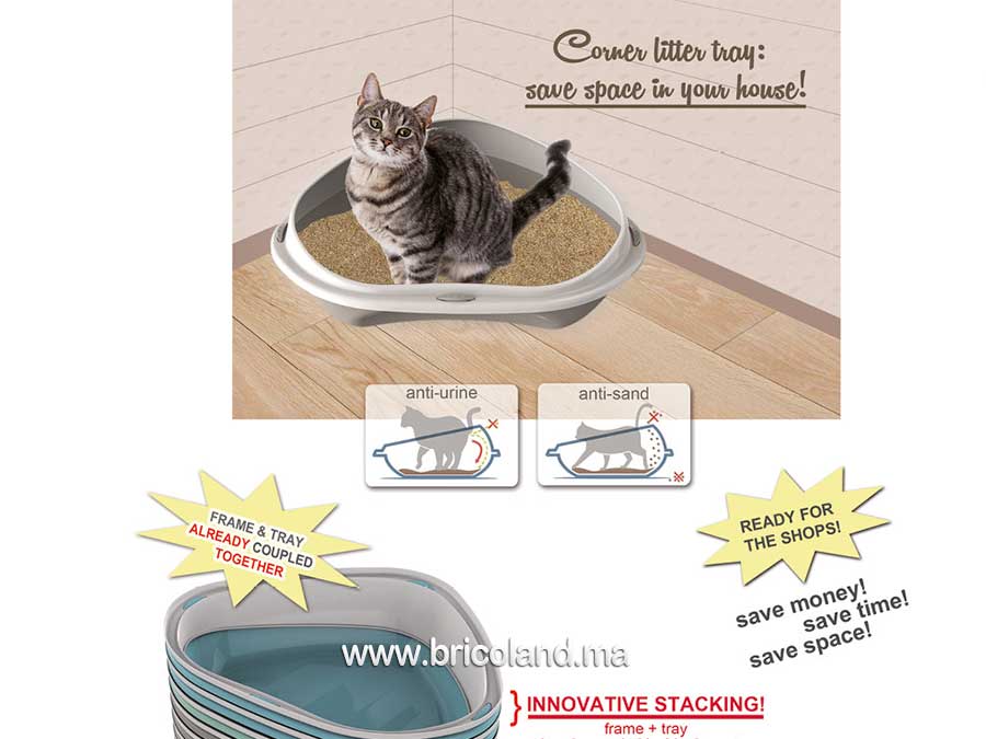 Bac à litière d'angle pour chat -11409