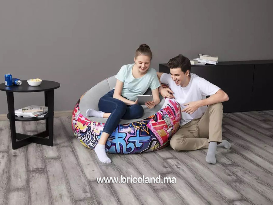 Coussin gonflable Graffiti INFLATE-A-CHAIR 112 x 112 x 66cm - Bestway-11644