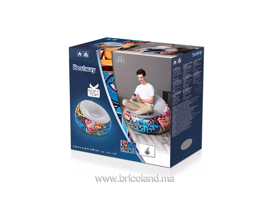 Coussin gonflable Graffiti INFLATE-A-CHAIR 112 x 112 x 66cm - Bestway-11647