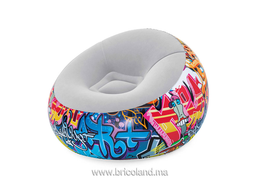 Coussin gonflable Graffiti INFLATE-A-CHAIR 112 x 112 x 66cm - Bestway-0