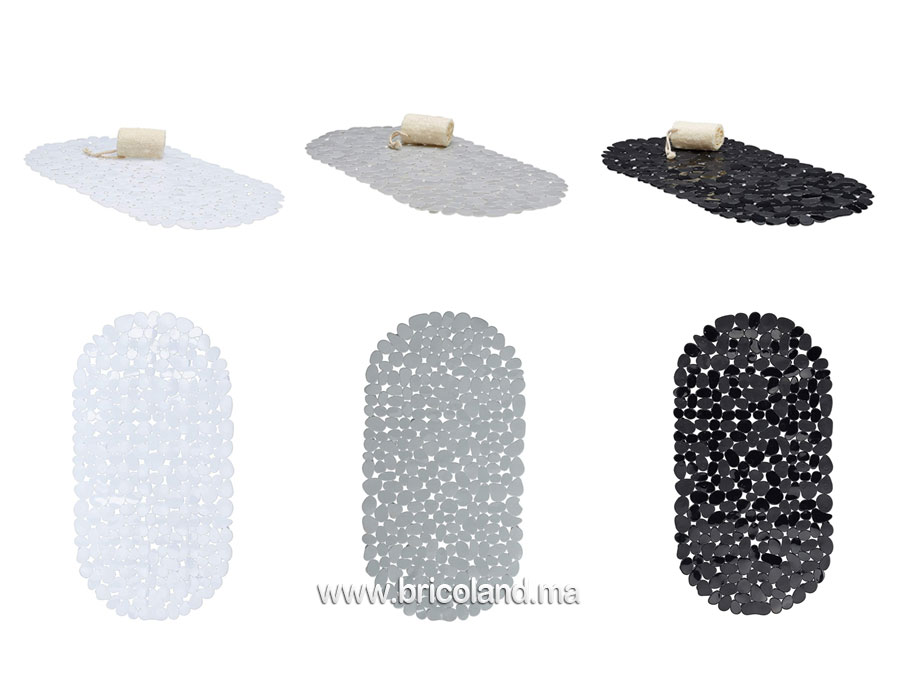 Tapis salle de bain antidérapant motif galet 67x35-0