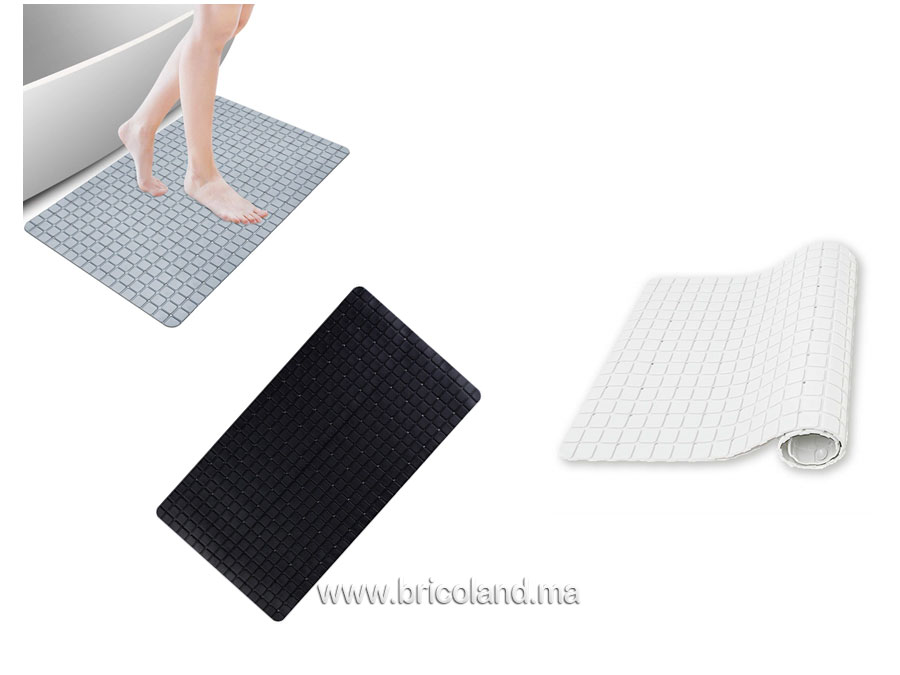 Tapis salle de bain antidérapant motif carreaux 67x39-0