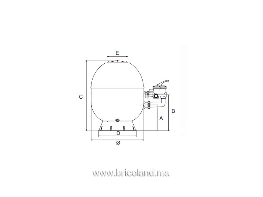 Filtre à sable latéral 760mm avec vanne 22.5 m3/h - KRIPSOL-11874