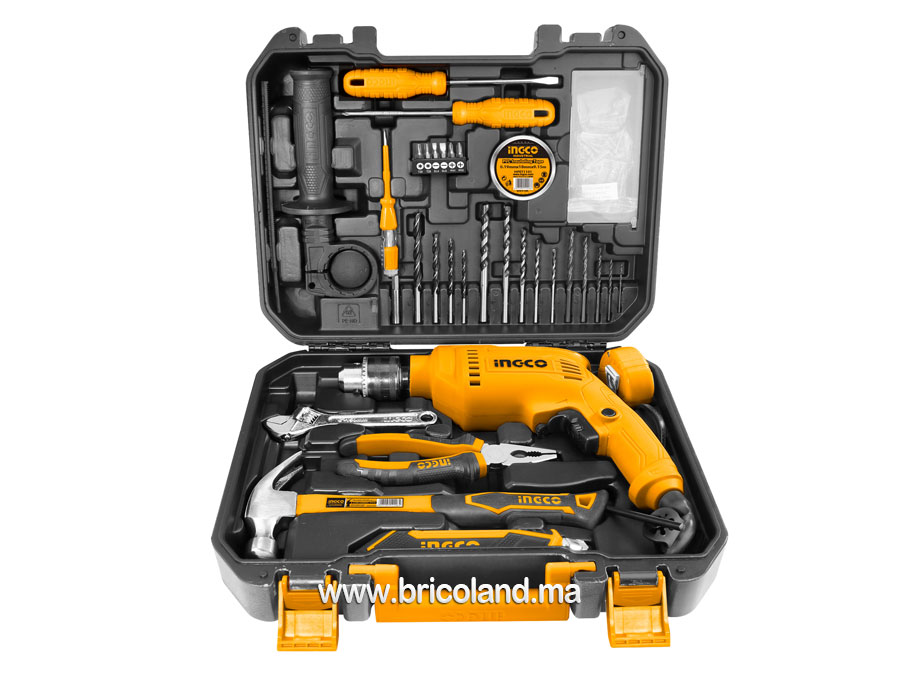 Coffret 115 outils accessoires et perceuse 650W - INGCO-0