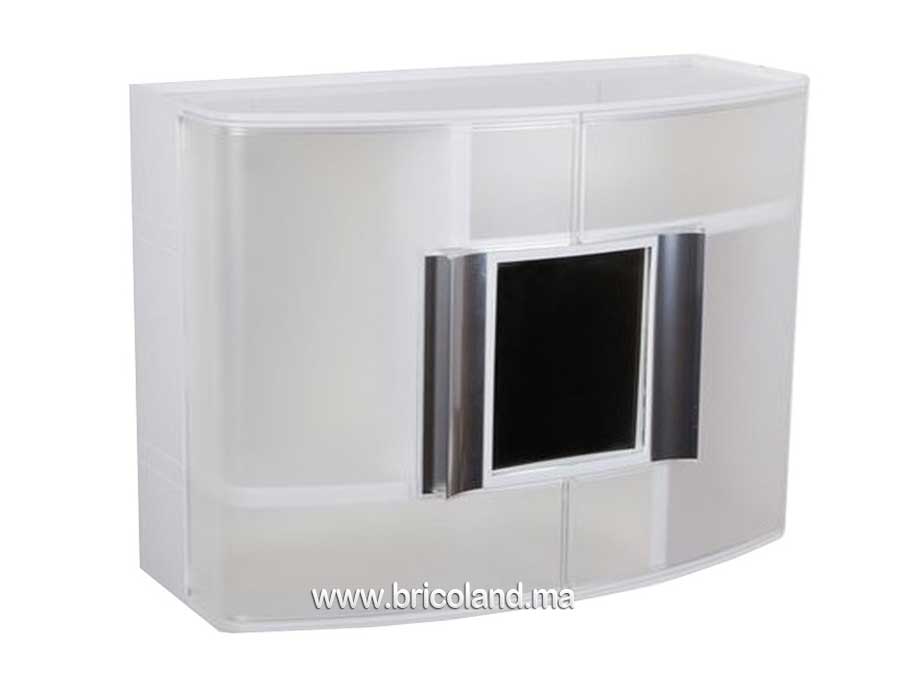 Armoire à pharmacie avec miroir de salle de bain blanc transparent-0