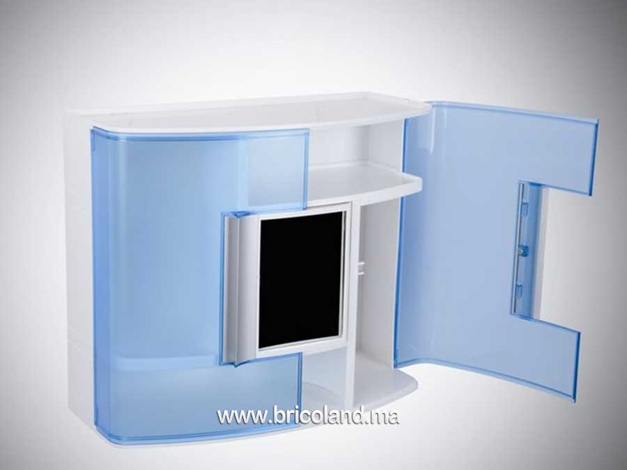 Armoire à pharmacie avec miroir de salle de bain bleu transparent-13179