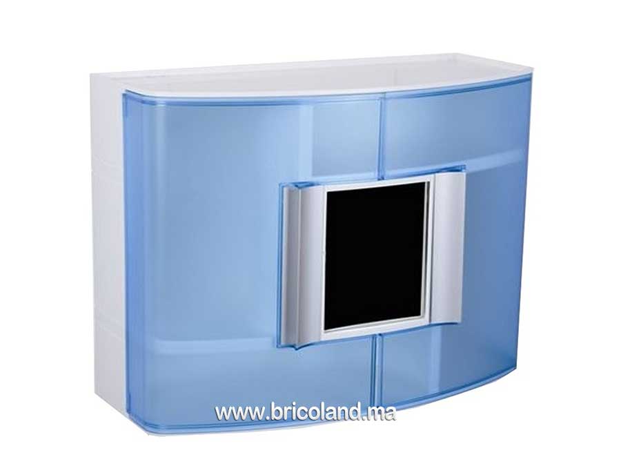 Armoire à pharmacie avec miroir de salle de bain bleu transparent-0