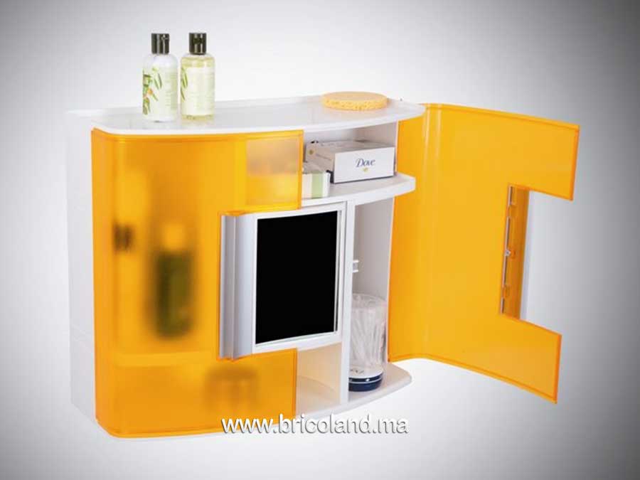 Armoire à pharmacie avec miroir de salle de bain orange transparent-13173