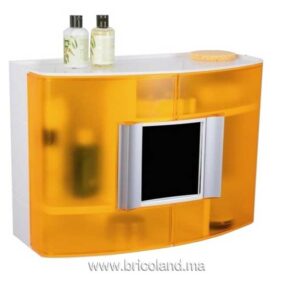 Armoire à pharmacie avec miroir de salle de bain orange transparent-0