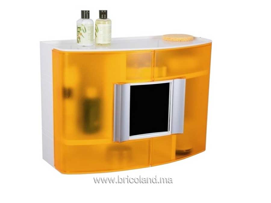 Armoire à pharmacie avec miroir de salle de bain orange transparent-0