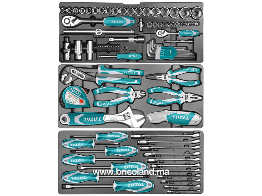 Mini servante à outil 3 tiroirs 97 pièces THPTCS70971 - TOTAL-13233