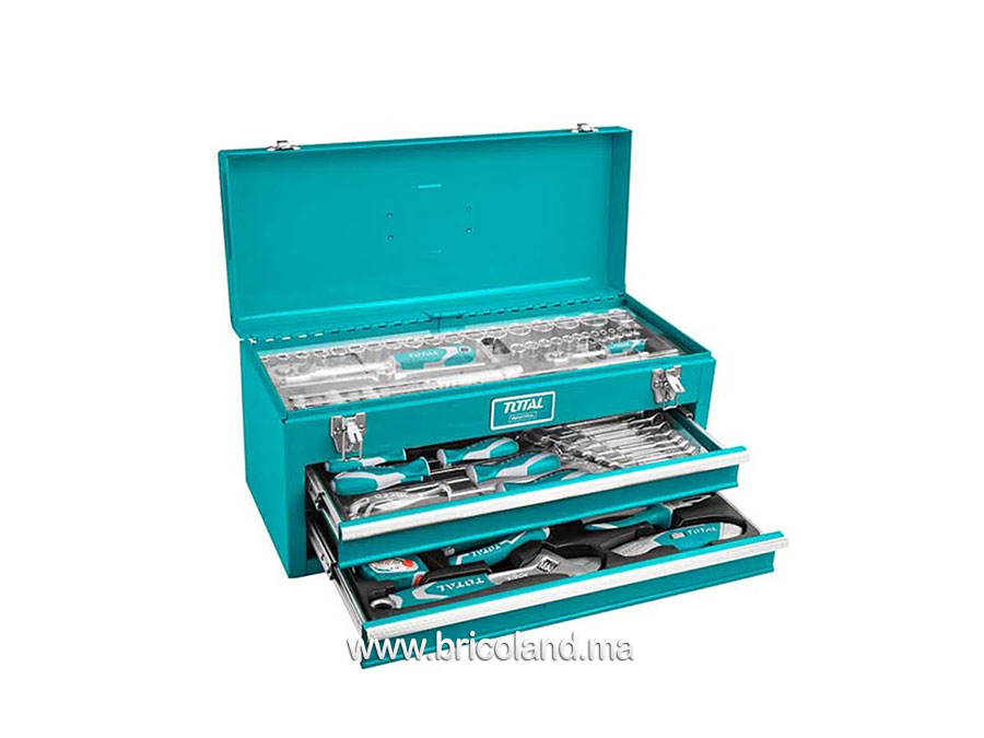 Mini servante à outil 3 tiroirs 97 pièces THPTCS70971 - TOTAL-13235