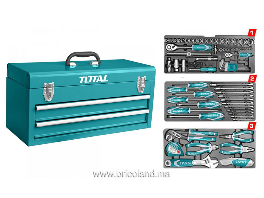 Mini servante à outil 3 tiroirs 97 pièces THPTCS70971 - TOTAL-0
