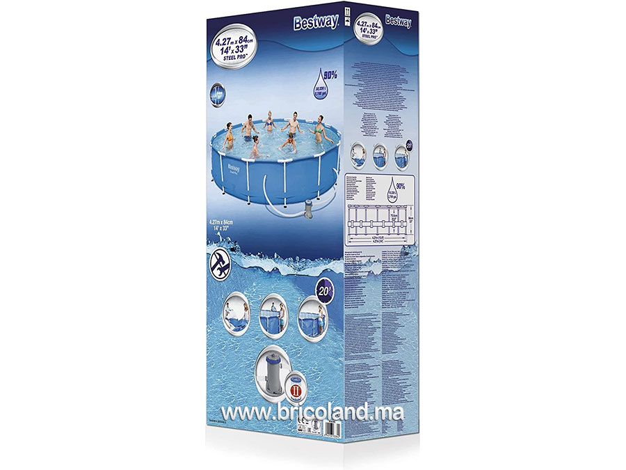 Piscine hors sol ronde Steel Pro 427 x 84 cm avec pompe de filtration - Bestway-15855