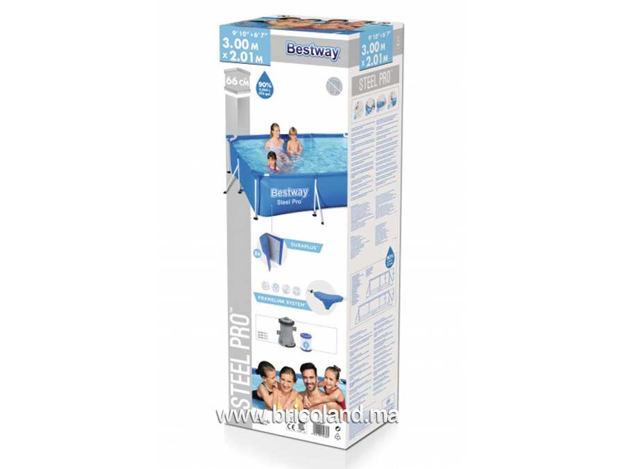Piscine hors sol Steel Pro™ 300 x 201 x 66 cm avec pompe et cartouche de filtration-13772