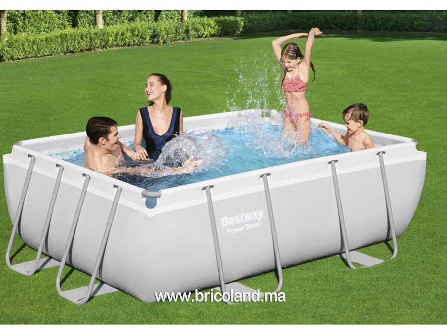 Piscine hors sol rectangulaire Power Steel™ 282 x 196 x 84 cm avec pompe de filtration-13756