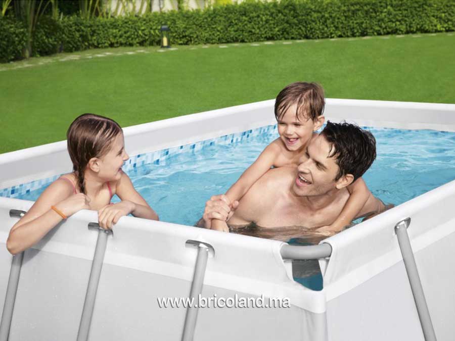 Piscine hors sol rectangulaire Power Steel™ 282 x 196 x 84 cm avec pompe de filtration-13758