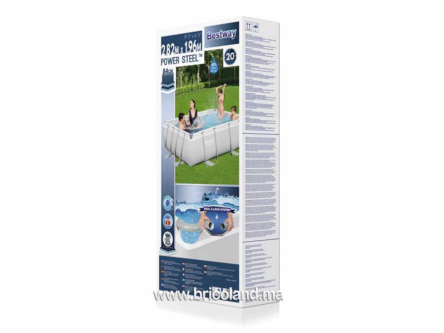 Piscine hors sol rectangulaire Power Steel™ 282 x 196 x 84 cm avec pompe de filtration-13757