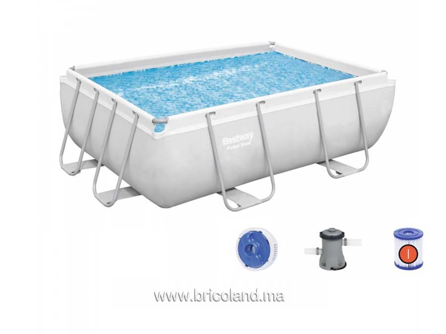Piscine hors sol rectangulaire Power Steel™ 282 x 196 x 84 cm avec pompe de filtration-0
