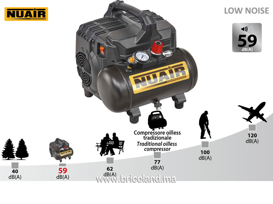 Compresseur d'air 6 litres silencieux SILTEK+ - Nuair-17132