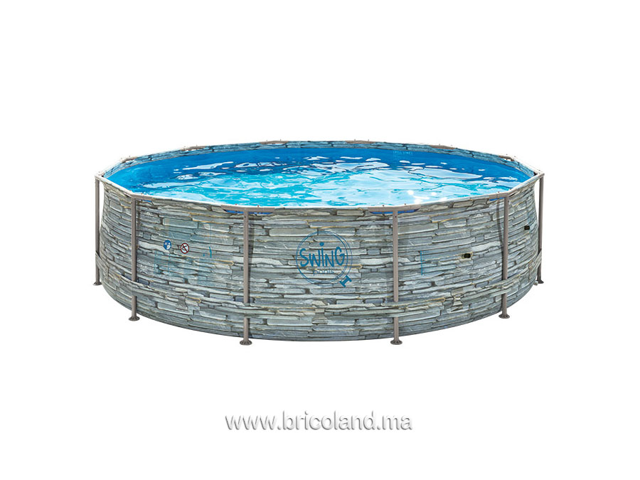 Piscine hors sol tubulaire Stone design 3.66 x 0.91m - Swing pools-0