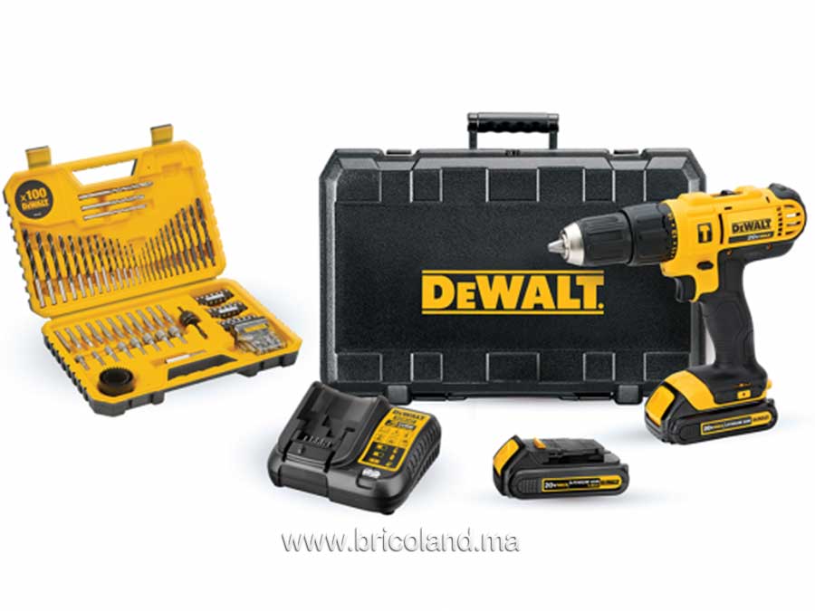 Perceuse à percussion 18 V 1.5Ah + 100 Accessoires - DeWALT-14044