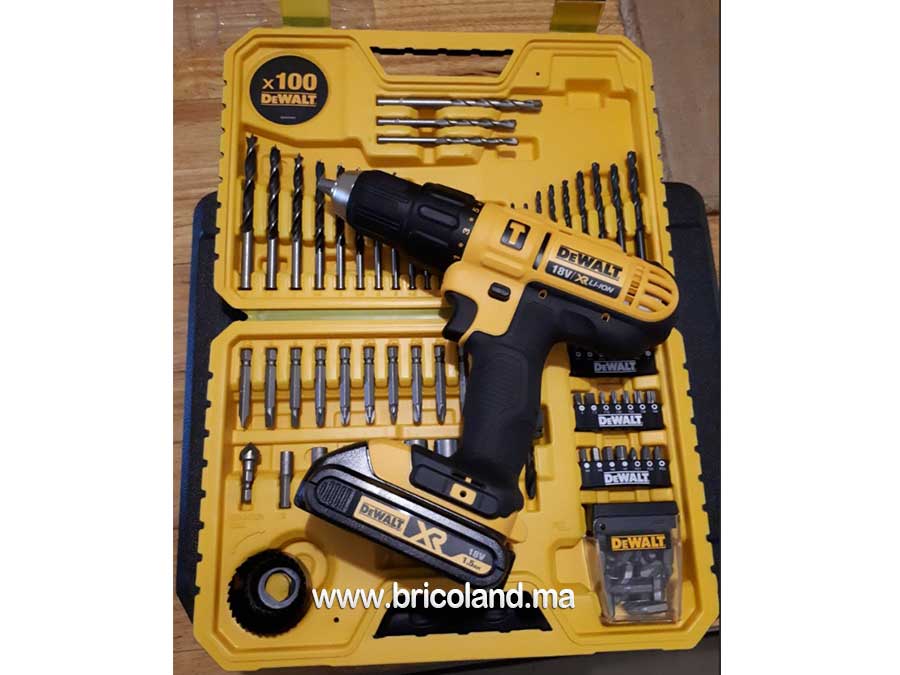 Perceuse à percussion 18 V 1.5Ah + 100 Accessoires - DeWALT-14043