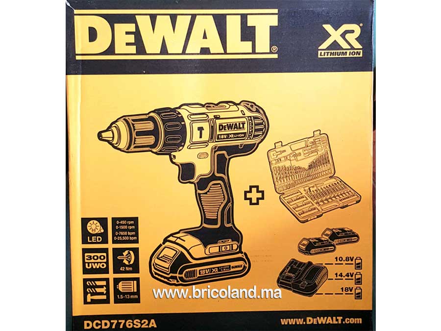 Perceuse à percussion 18 V 1.5Ah + 100 Accessoires - DeWALT-14041