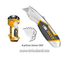Couteau utilitaire avec 6 lames HUK618 Zinc - INGCO-thumbnail