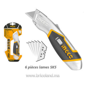 Couteau utilitaire avec 6 lames HUK618 Zinc - INGCO-0