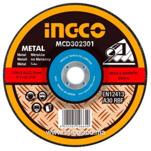 Disque à tronçonner 230 x 3.0 x 22.2mm pour métal - INGCO-0