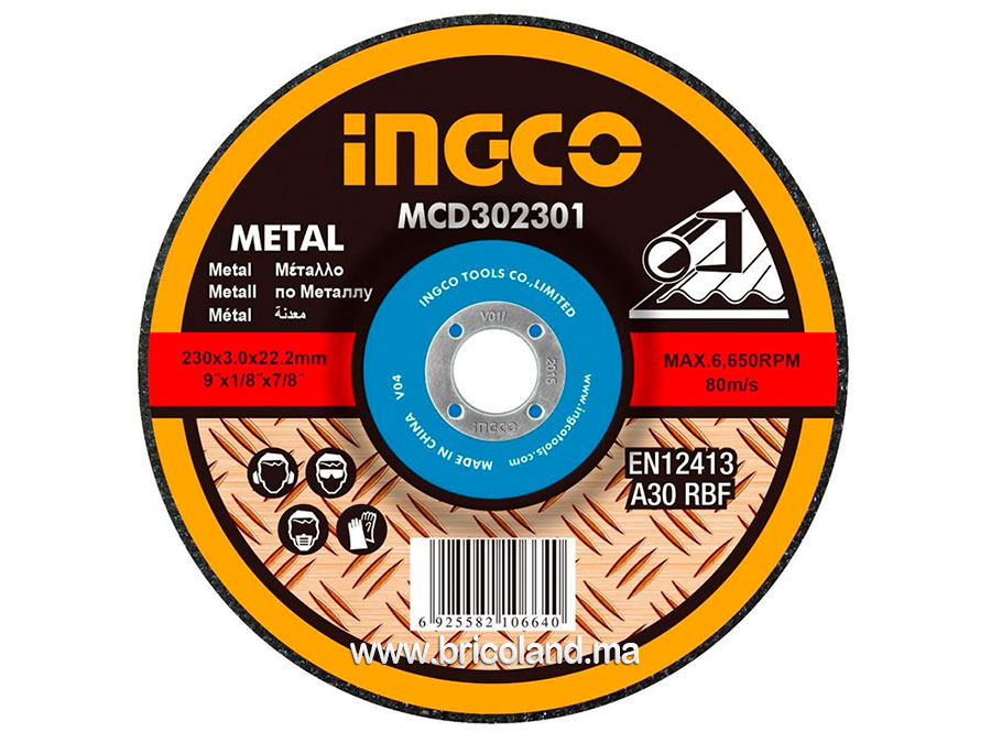 Disque à tronçonner 230 x 3.0 x 22.2mm pour métal - INGCO-0