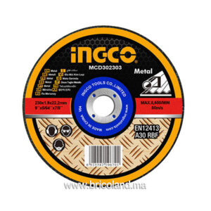Disque à tronçonner 230 x 3.0 x 22.2mm pour métal - INGCO-0