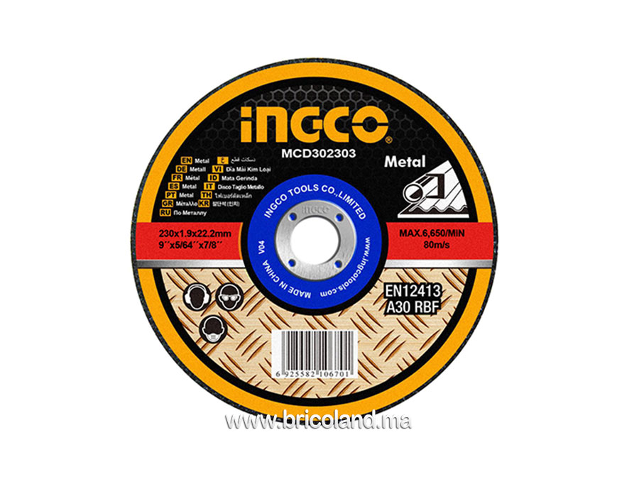Disque à tronçonner 230 x 3.0 x 22.2mm pour métal - INGCO-0