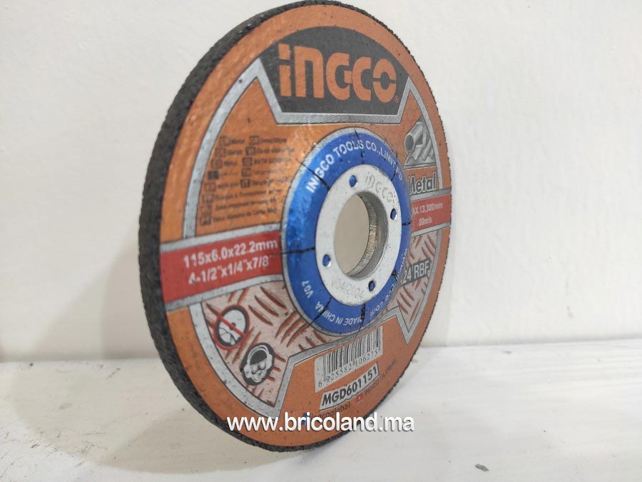 Disque de meulage pour métal 115 x 6.0 x 22.2mm MGD601151 - INGCO-15234